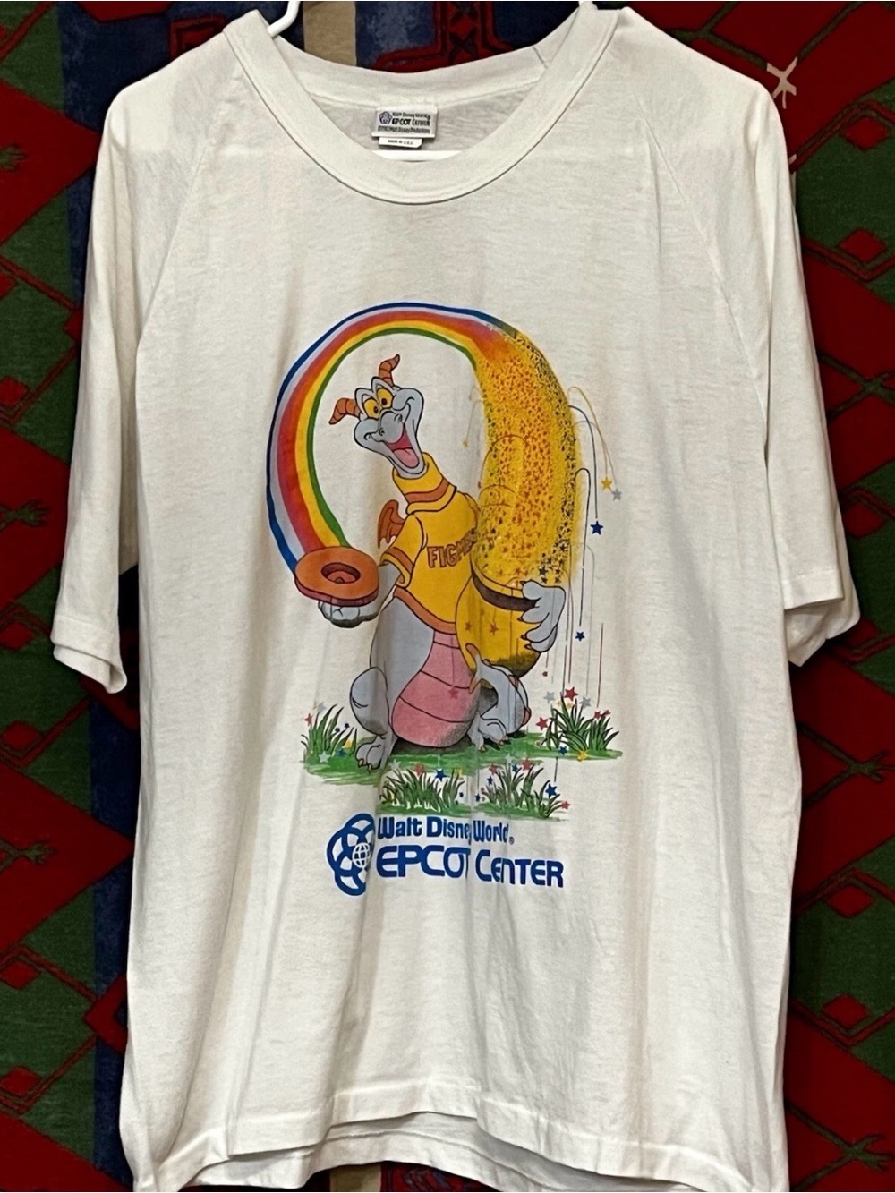 Vtg 80s Figment Dragon Walt Disney World T Shirt White Epcot Center Usa Sz XL